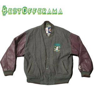 90s Vintage Logo Athletic MIGHTY DUCKS Wool Leather Varsity Bomber Jacket Hockey